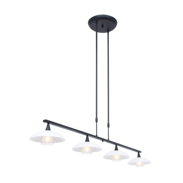 Steinhauer Tallerken hanglamp - incl. lichtbron - vierlichts - zwart met wit glas - Image 15