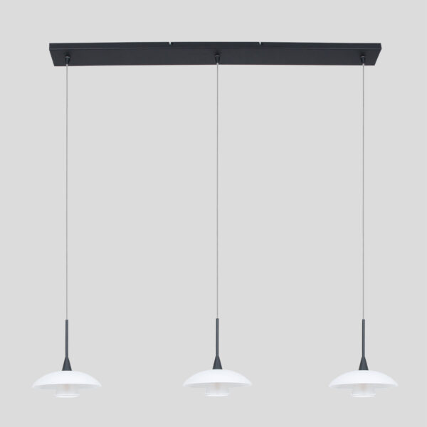 Steinhauer Tallerken hanglamp - incl. lichtbron - drielichts - zwart met wit glas - Image 15