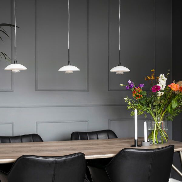 Steinhauer Tallerken hanglamp - inclusief G9 lichtbron - Ø18 cm - glazen witte schotel - zwart - Image 14