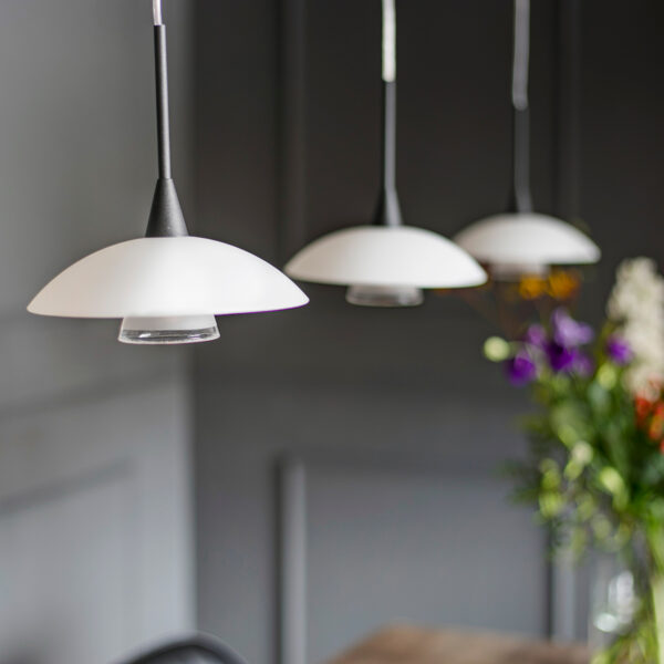 Steinhauer Tallerken hanglamp - inclusief G9 lichtbron - Ø18 cm - glazen witte schotel - zwart - Image 3