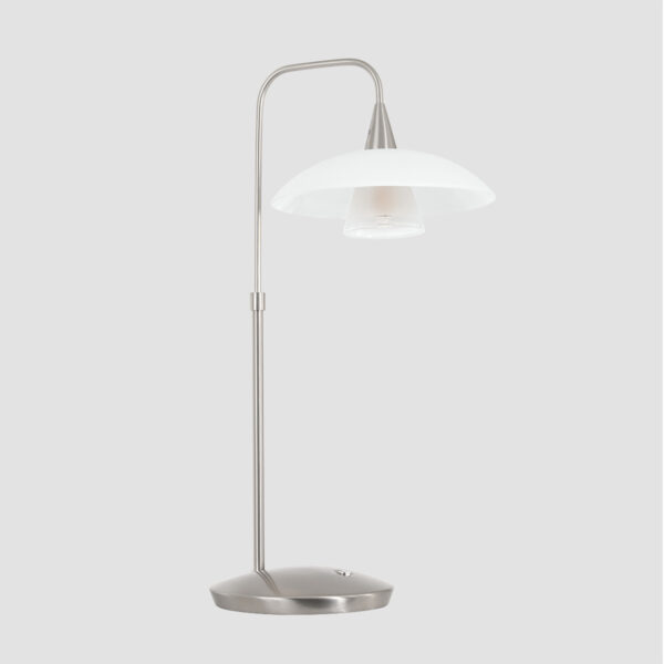 Steinhauer Tallerken tafellamp - 45cm hoog - incl. LED - dimbaar - staal met melkglas - Image 15