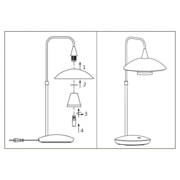 Steinhauer Tallerken tafellamp - 45cm hoog - incl. LED - dimbaar - staal met melkglas - Image 8