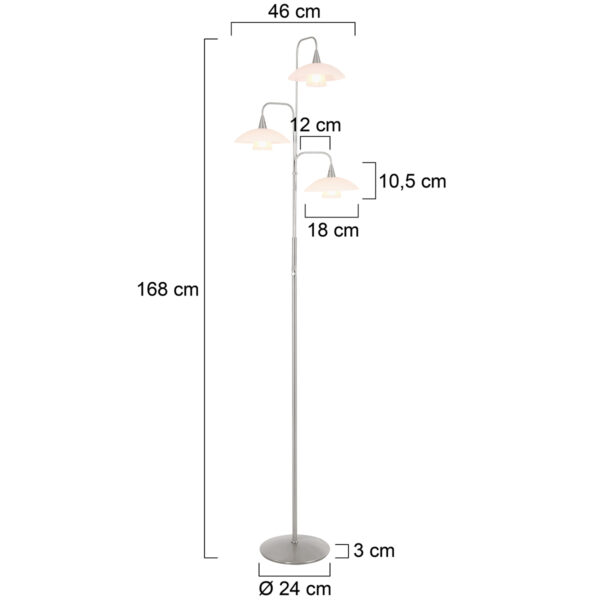 Steinhauer Tallerken vloerlamp - incl. lichtbron - drielichts - 170 cm hoog - staal - Image 6