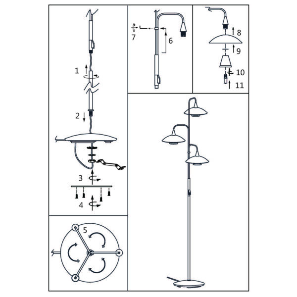 Steinhauer Tallerken vloerlamp - incl. lichtbron - drielichts - 170 cm hoog - staal - Image 8