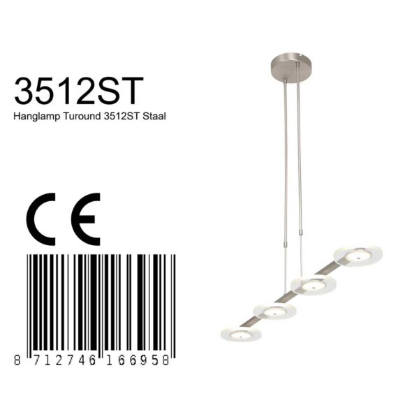 Steinhauer Turound hanglamp – Ingebouwd (LED) – staal en transparant - Image 7