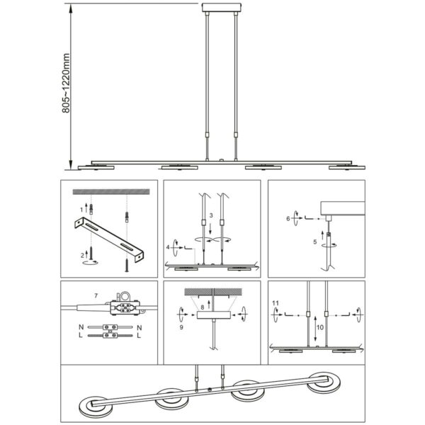 Steinhauer Turound hanglamp – Ingebouwd (LED) – staal en transparant - Image 8