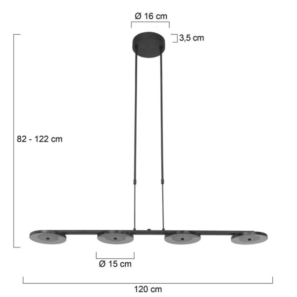 Steinhauer Turound hanglamp – Ingebouwd (LED) – smokeglas en zwart - Image 6