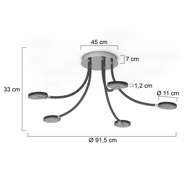 Steinhauer Turound plafondlamp – Ingebouwd (LED) – staal en transparant en zwart - Image 5