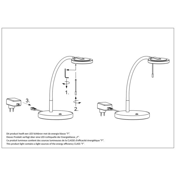Steinhauer Turound tafellamp – In hoogte verstelbaar – Ingebouwd (LED) – transparant en zwart - Image 8