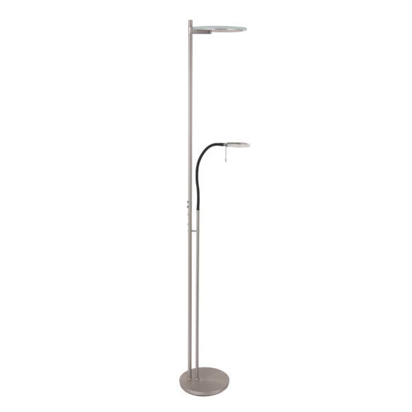 Steinhauer Turound staande lamp - uplight - leesarm - 200 cm hoog - incl. LED - dimmer - staal met transparant glas - Image 11