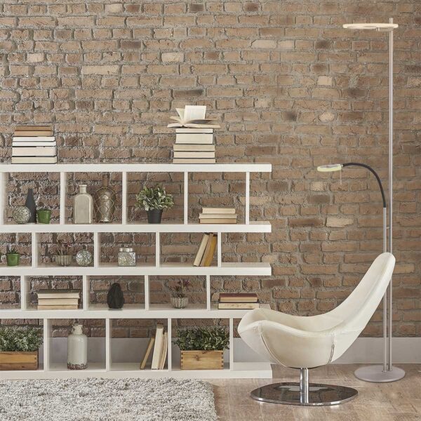 Steinhauer Turound staande lamp - uplight - leesarm - 200 cm hoog - incl. LED - dimmer - staal met transparant glas - Image 3