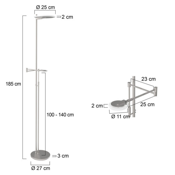 Steinhauer Turound vloerlamp - uplight - leesarm - dimbaar - staal - Image 6