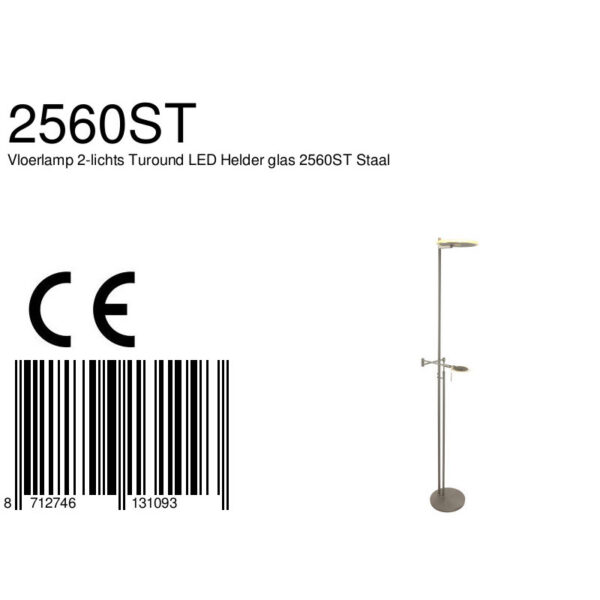 Steinhauer Turound vloerlamp - uplight - leesarm - dimbaar - staal - Image 7