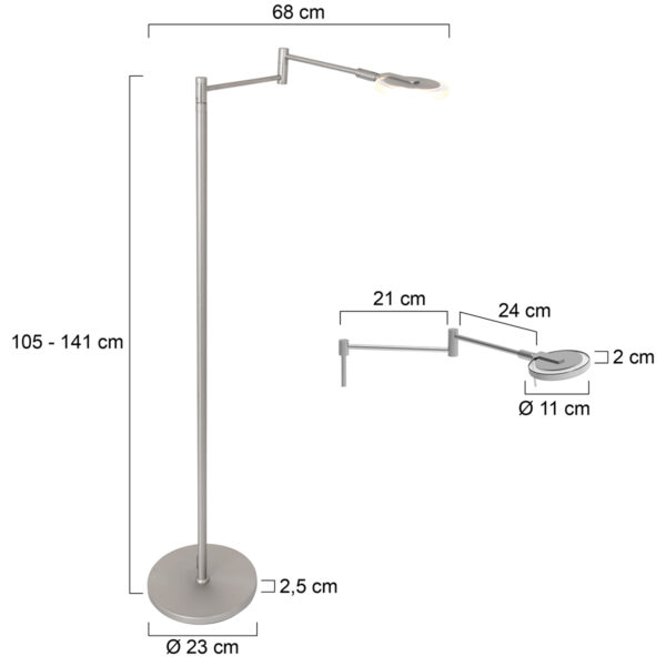 Steinhauer Turound vloerlamp - LED - 2700K - 4000L - 10W - draaibaar - pulsdimmer - staal - Image 7