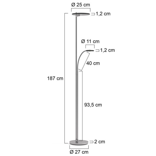 Steinhauer Turound vloerlamp – Draai- en/of kantelbaar – Ingebouwd (LED) – grijs en staal - Afbeelding 7