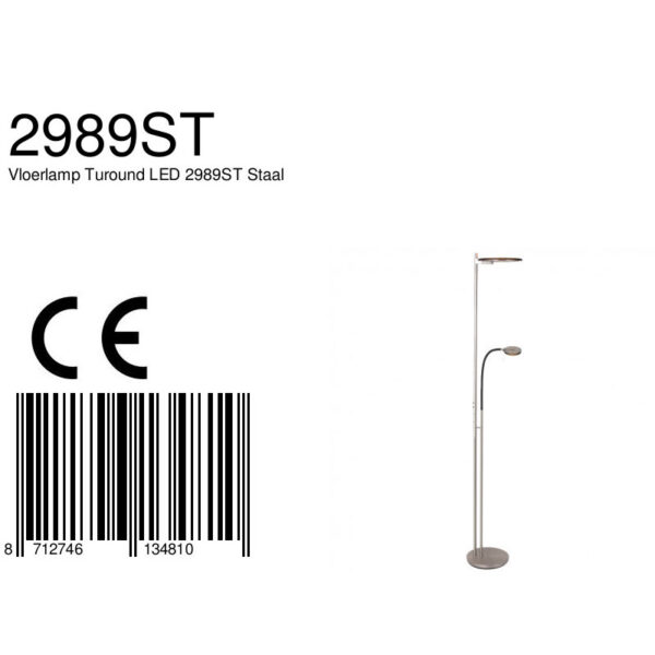 Steinhauer Turound vloerlamp – Draai- en/of kantelbaar – Ingebouwd (LED) – grijs en staal - Afbeelding 9
