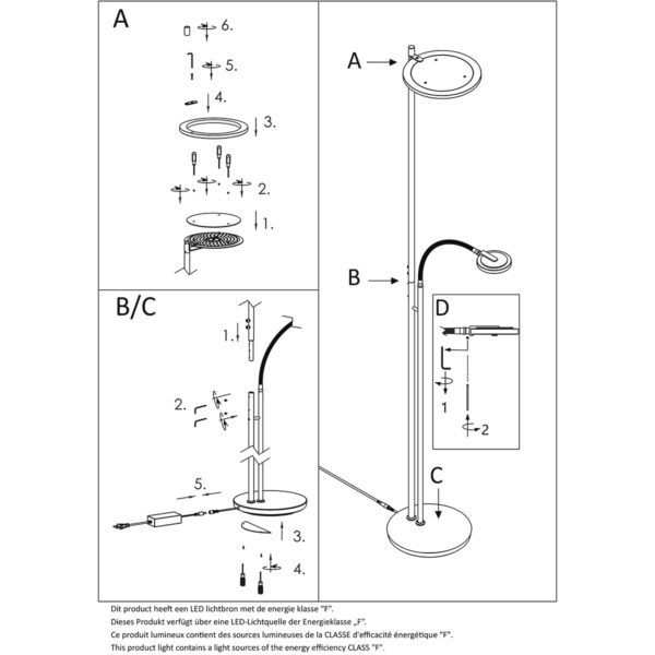 Steinhauer Turound vloerlamp – Draai- en/of kantelbaar – Ingebouwd (LED) – grijs en staal - Afbeelding 10
