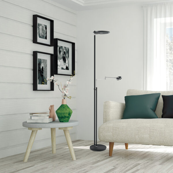 Zwarte moderne leeslamp met zwart glas Steinhauer Turound - Image 16