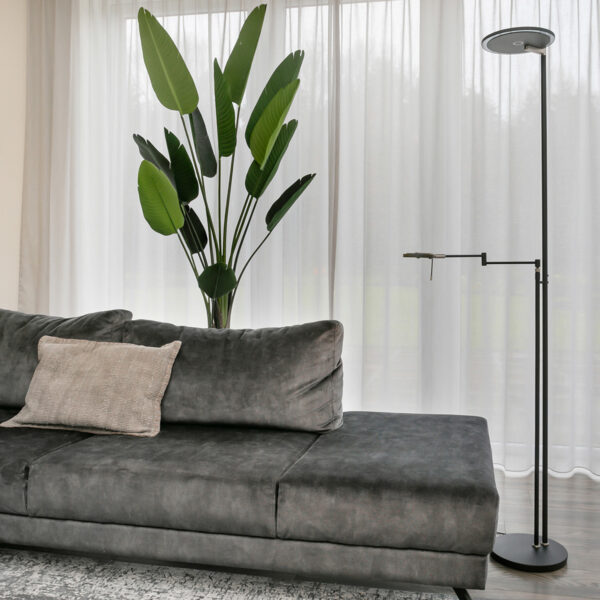 Zwarte moderne leeslamp met zwart glas Steinhauer Turound - Image 3