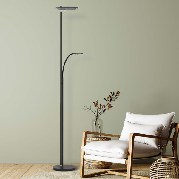 Zwarte design uplight met leeslicht Steinhauer Turound - Image 3