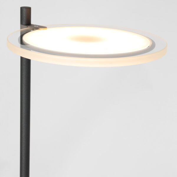Steinhauer Turound staande lamp - uplight - leesarm - 200 cm hoog - incl. LED - dimmer - zwart met transparant glas - Image 4
