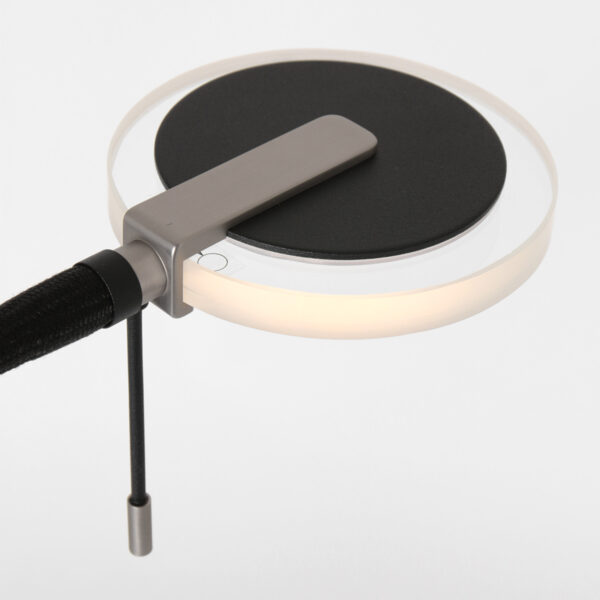 Steinhauer Turound staande lamp - uplight - leesarm - 200 cm hoog - incl. LED - dimmer - zwart met transparant glas - Image 5