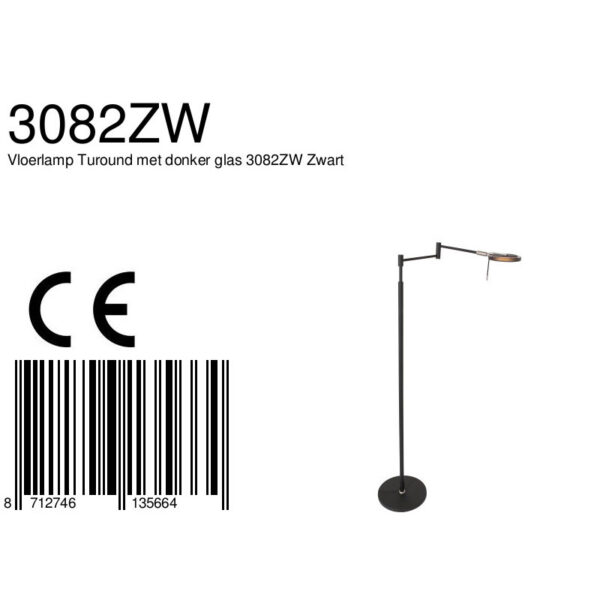 Steinhauer Turound vloerlamp - ingebouwd LED - in hoogte verstelbaar - smoke glass - zwart - Image 6