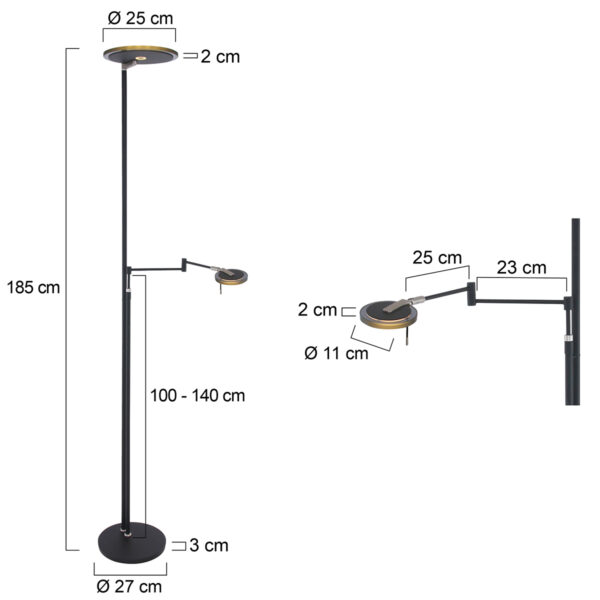 Zwarte moderne leeslamp met zwart glas Steinhauer Turound - Image 7