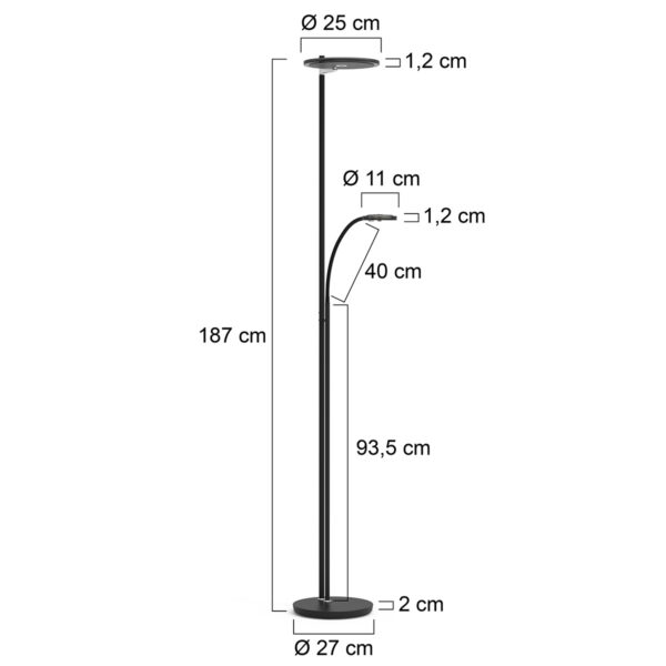 Zwarte design uplight met leeslicht Steinhauer Turound - Image 7