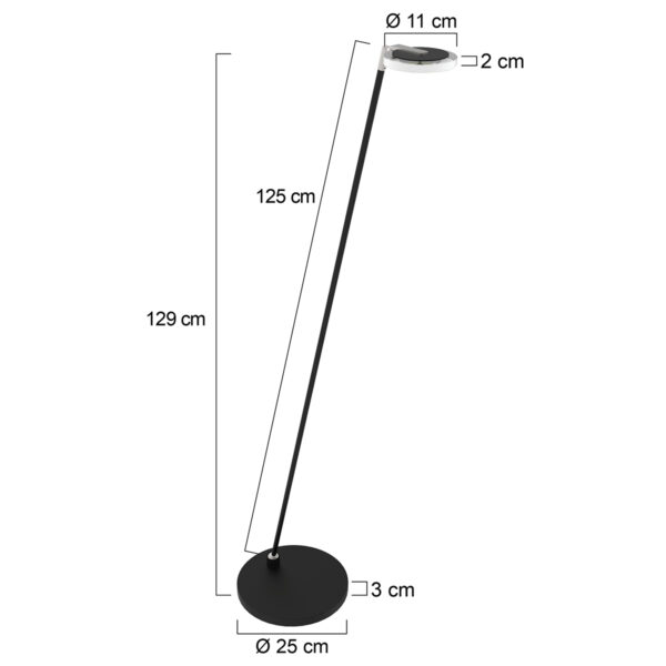 Steinhauer Turound - vloerlamp - LED - dimbaar - 125cm hoog - zwart met glas - Image 7