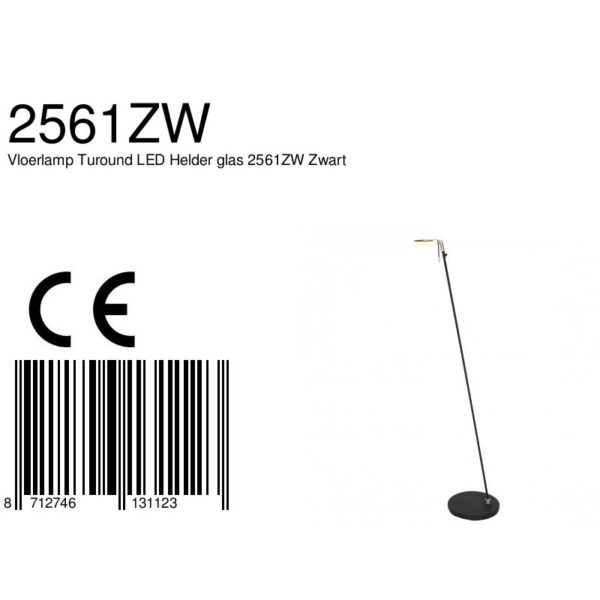 Steinhauer Turound - vloerlamp - LED - dimbaar - 125cm hoog - zwart met glas - Image 8