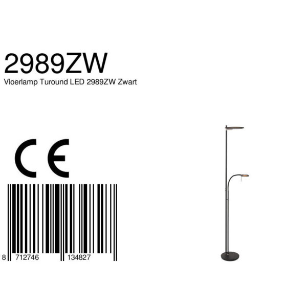 Zwarte design uplight met leeslicht Steinhauer Turound - Image 9