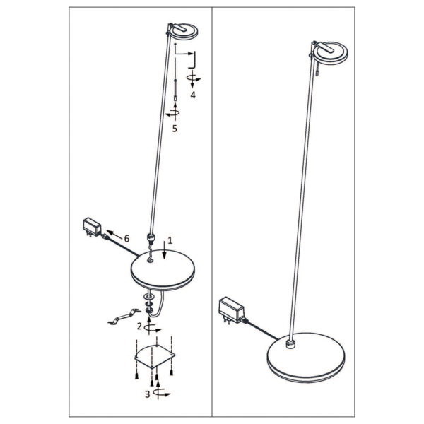 Steinhauer Turound - vloerlamp - LED - dimbaar - 125cm hoog - zwart met glas - Image 9