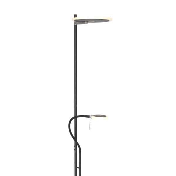 Steinhauer Turound staande lamp - uplight - leesarm - 200 cm hoog - incl. LED - dimmer - zwart met transparant glas - Image 10