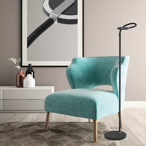 Steinhauer Turound staande lamp - leeslamp - buigbare leesarm - incl. LED - dimmer - zwart met zwart glas - Afbeelding 2