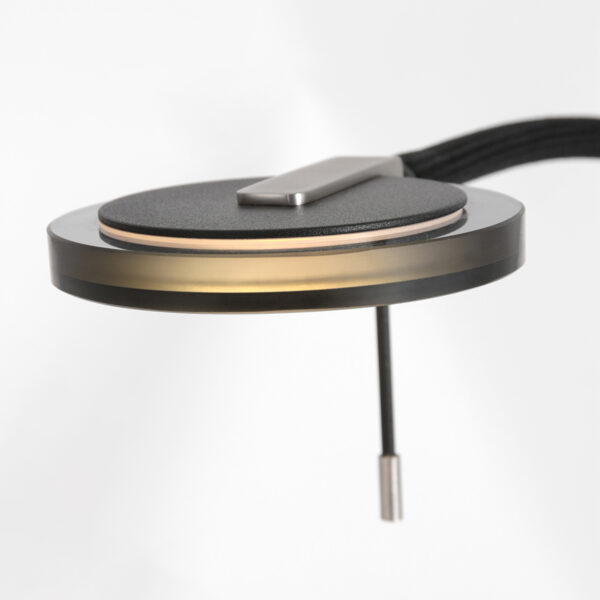 Steinhauer Turound staande lamp - leeslamp - buigbare leesarm - incl. LED - dimmer - zwart met zwart glas - Afbeelding 13