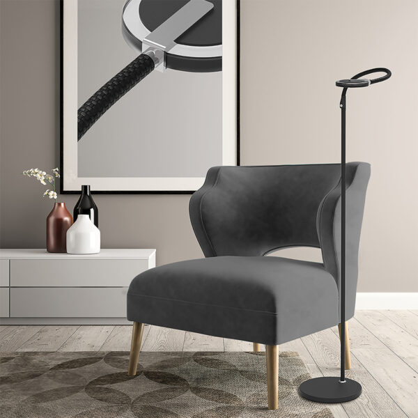 Steinhauer Turound staande lamp - leeslamp - buigbare leesarm - incl. LED - dimmer - zwart met zwart glas - Afbeelding 3