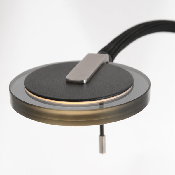 Steinhauer Turound staande lamp - leeslamp - buigbare leesarm - incl. LED - dimmer - zwart met zwart glas - Afbeelding 6