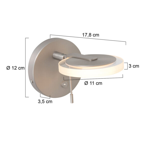 Steinhauer Turound wandlamp - dimbaar - Ø12,5 cm - 18 cm diep - draai- en kantelbaar - staal - Image 5
