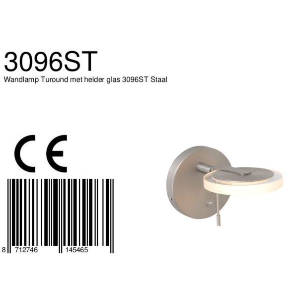 Steinhauer Turound wandlamp - dimbaar - Ø12,5 cm - 18 cm diep - draai- en kantelbaar - staal - Image 6