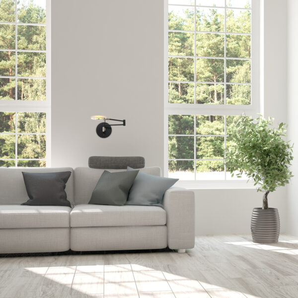 Steinhauer Turound wandlamp - LED - draai- en kantelbaar - 60 cm diep - glas en metaal - zwart - Image 2