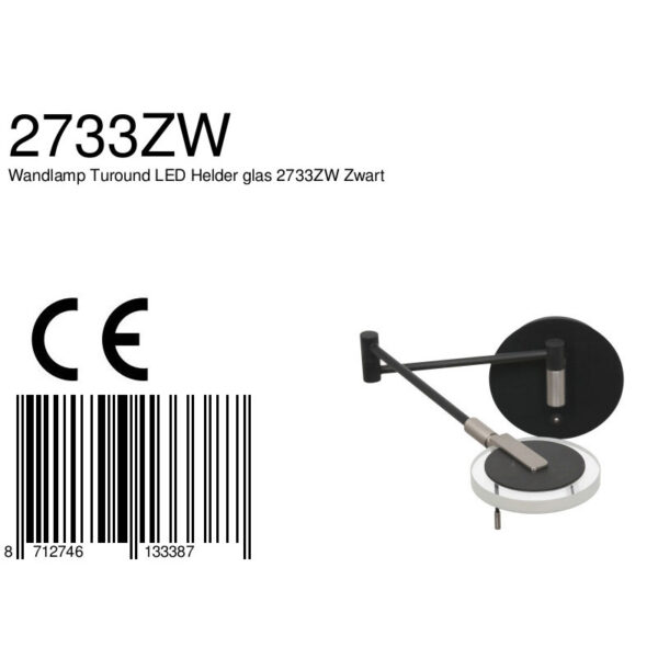 Steinhauer Turound wandlamp - LED - draai- en kantelbaar - 60 cm diep - glas en metaal - zwart - Image 7