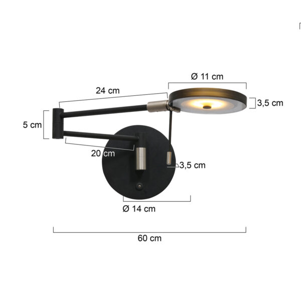 LED wandlamp met rookglazen kap Steinhauer Turound - Image 7