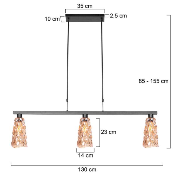 Steinhauer Vidrio hanglamp –– amberkleurig en zwart - Image 5
