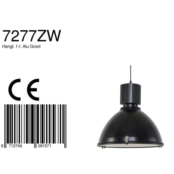 Steinhauer Warbier hanglamp - fabriekslamp - Ø47 cm - E27 - in hoogte verstelbaar - zwart - Image 8