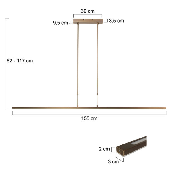 Steinhauer Zelena eettafellamp - 140 cm breed - ingebouwd LED - dimbaar en kleur instelbaar - brons - Image 7