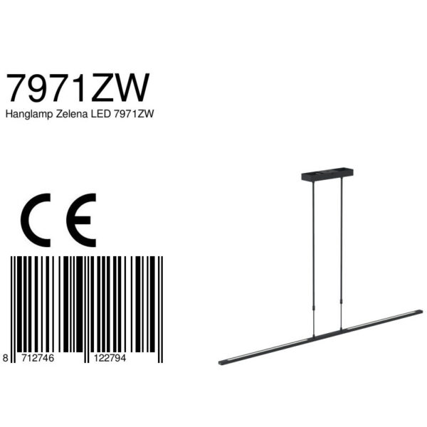 Steinhauer Zelena eettafellamp - 140 cm breed - ingebouwd LED - dimbaar en kleur instelbaar - zwart - Afbeelding 8