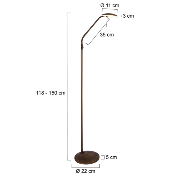 Steinhauer Zenith vloerlamp - 150 cm hoog - ingebouwd LED - dimbaar en kleurinstelbaar - draai- en kantelbaar - brons - Image 7
