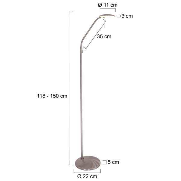 Steinhauer Zenith vloerlamp - 150 cm hoog - ingebouwd LED - dimbaar en kleurinstelbaar - draai- en kantelbaar - staal - Image 6