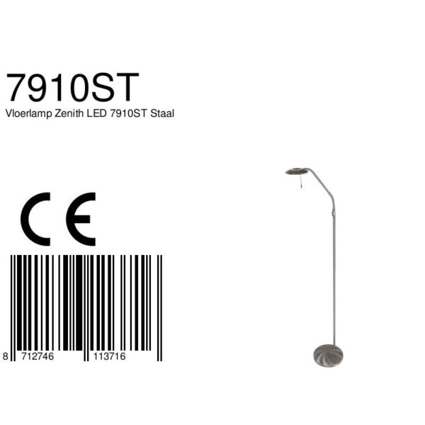 Steinhauer Zenith vloerlamp - 150 cm hoog - ingebouwd LED - dimbaar en kleurinstelbaar - draai- en kantelbaar - staal - Image 7